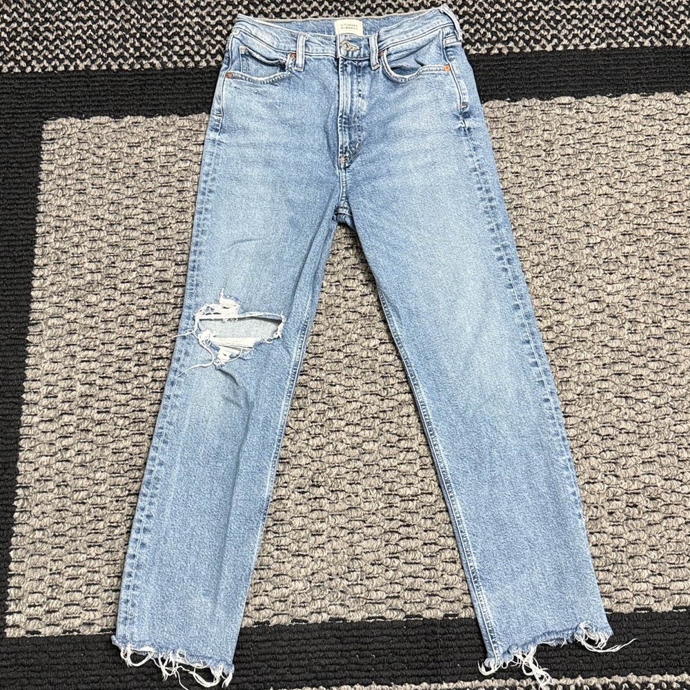 Citizens of Humanity Daphne Crop Jeans Women’s 27 High Rise Raw Hem Denim Casual